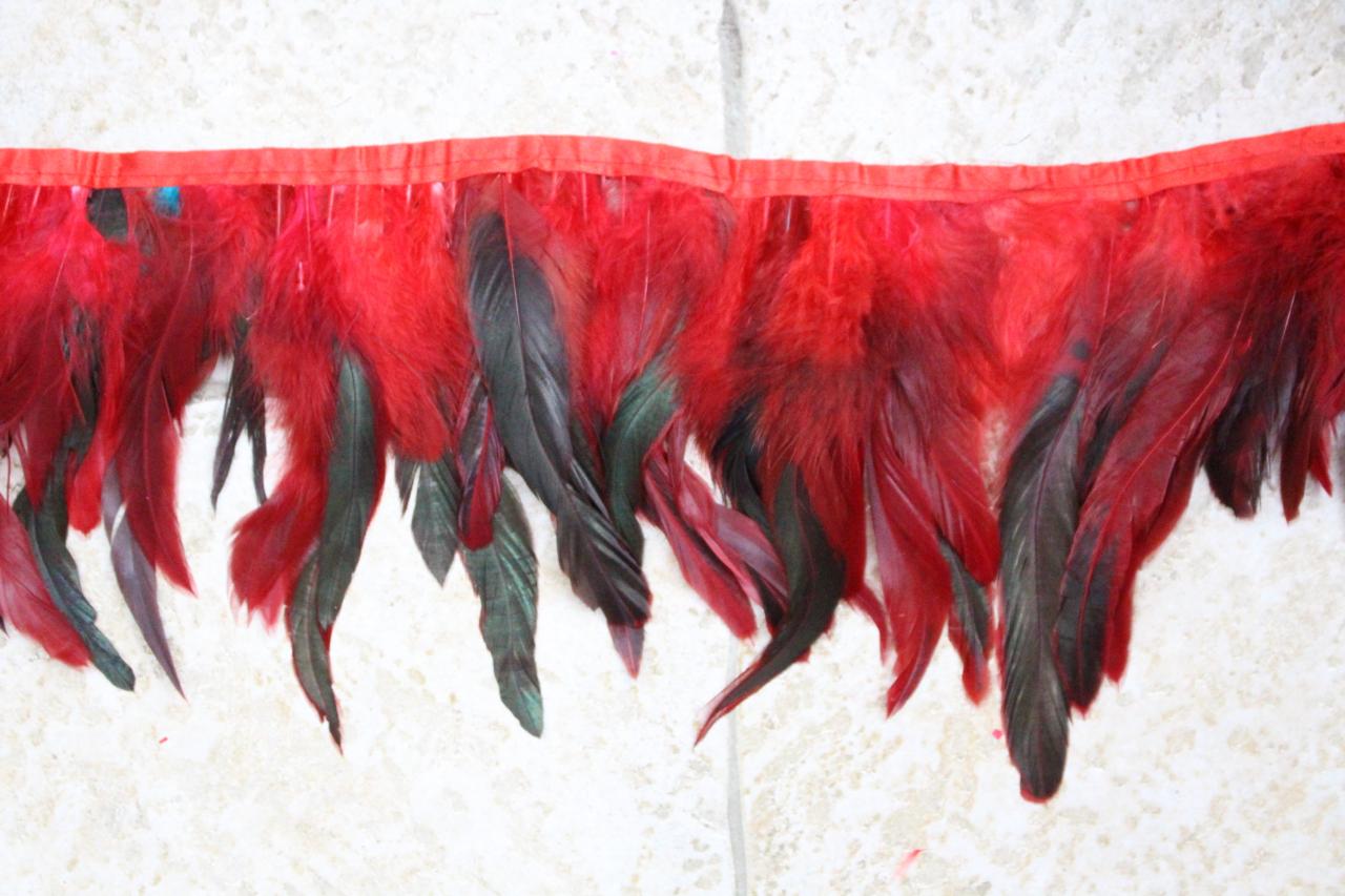 10 Yards Clothing Costume Coque Feather Fringe Couture Applique Trimming Craft Red