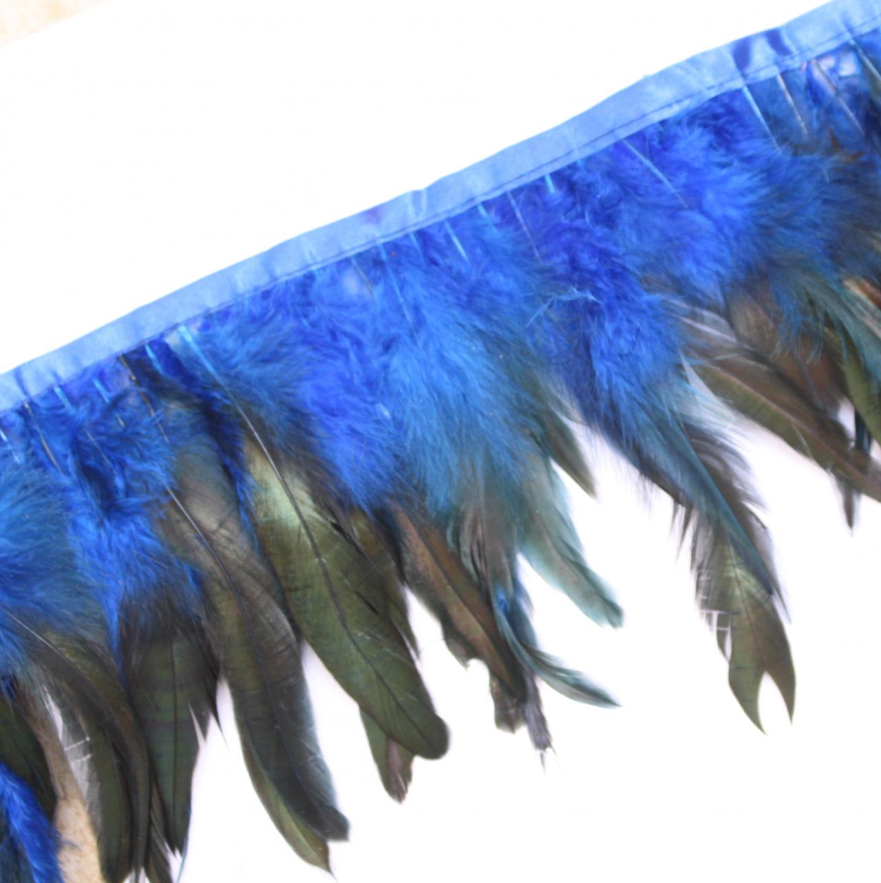 4 To 6 Inches Clothing Costume Coque Feather Fringe Couture Applique Trimming Craft Navy Blue10y