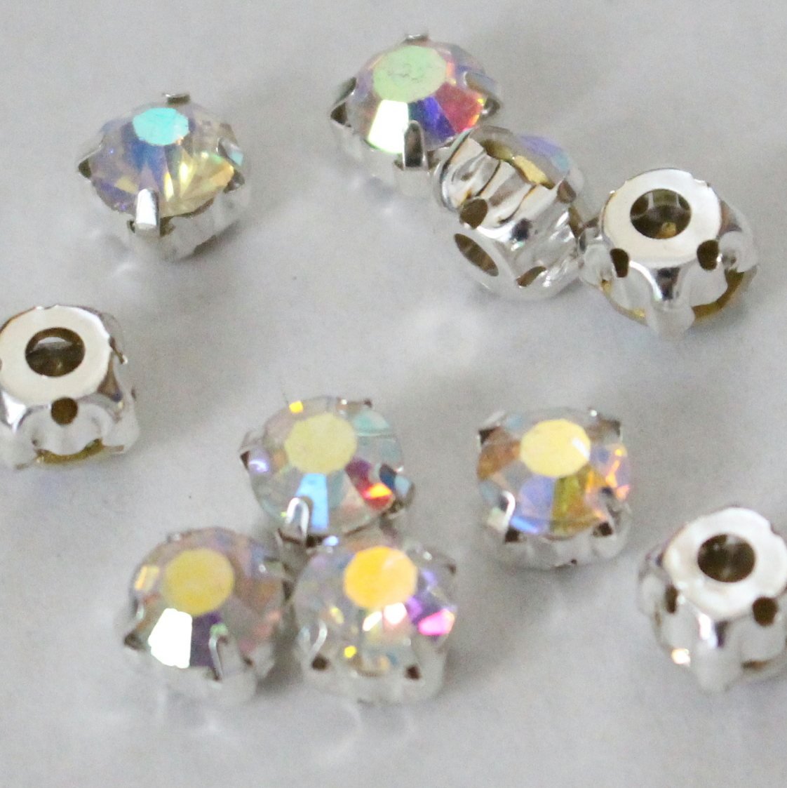 8mm Loose Beads Sew On Ab Diamante Rhinestone Crystal Chaton Montee Silver A Grade 288 Pcs