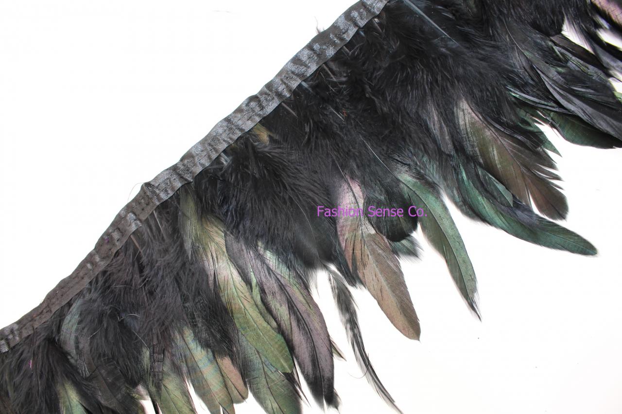 4 To 6 Inches Clothing Costume Coque Feather Fringe Couture Applique Trimming Craft Black 10y