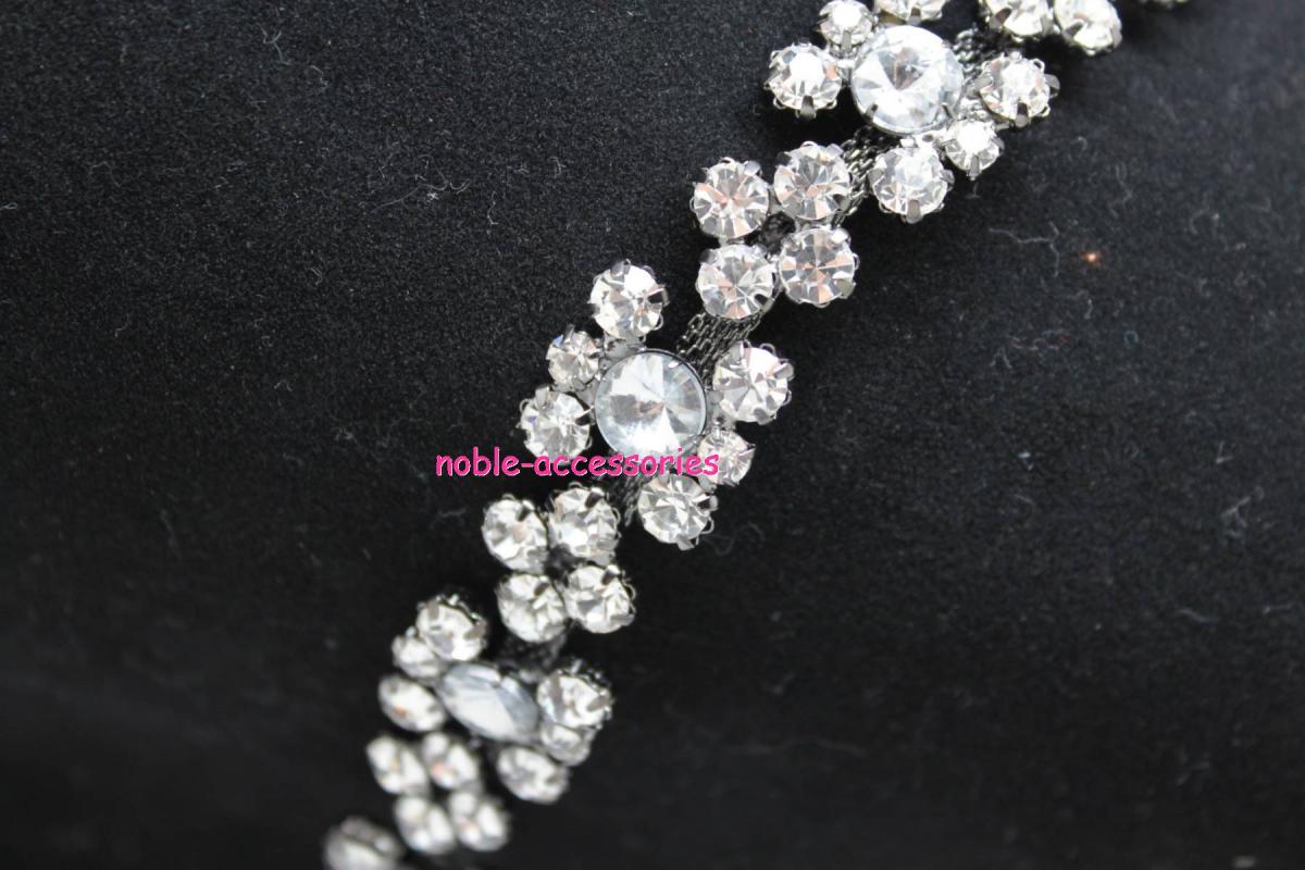Fashion Bridal Costume Applique Diamante Rhinestone Crystal Silver Chain Trim 1 Yard