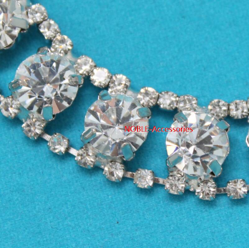 Couture Clothing Bridal Headdress Applique Rhinestone Crystal Silver Chain 1 Yard