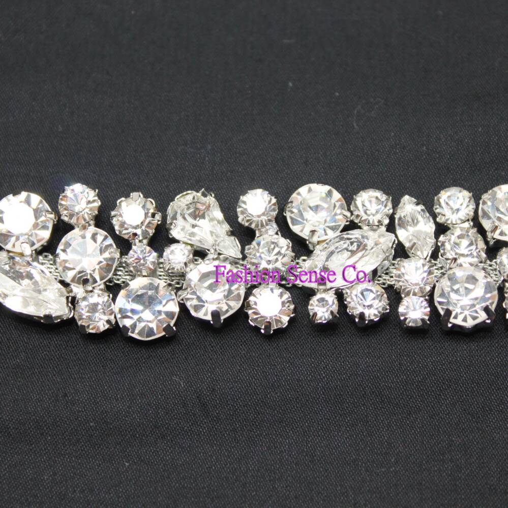 2cm Bridal Wedding Craft Applique Multi Shape Rhinestone Crystal Silver ...