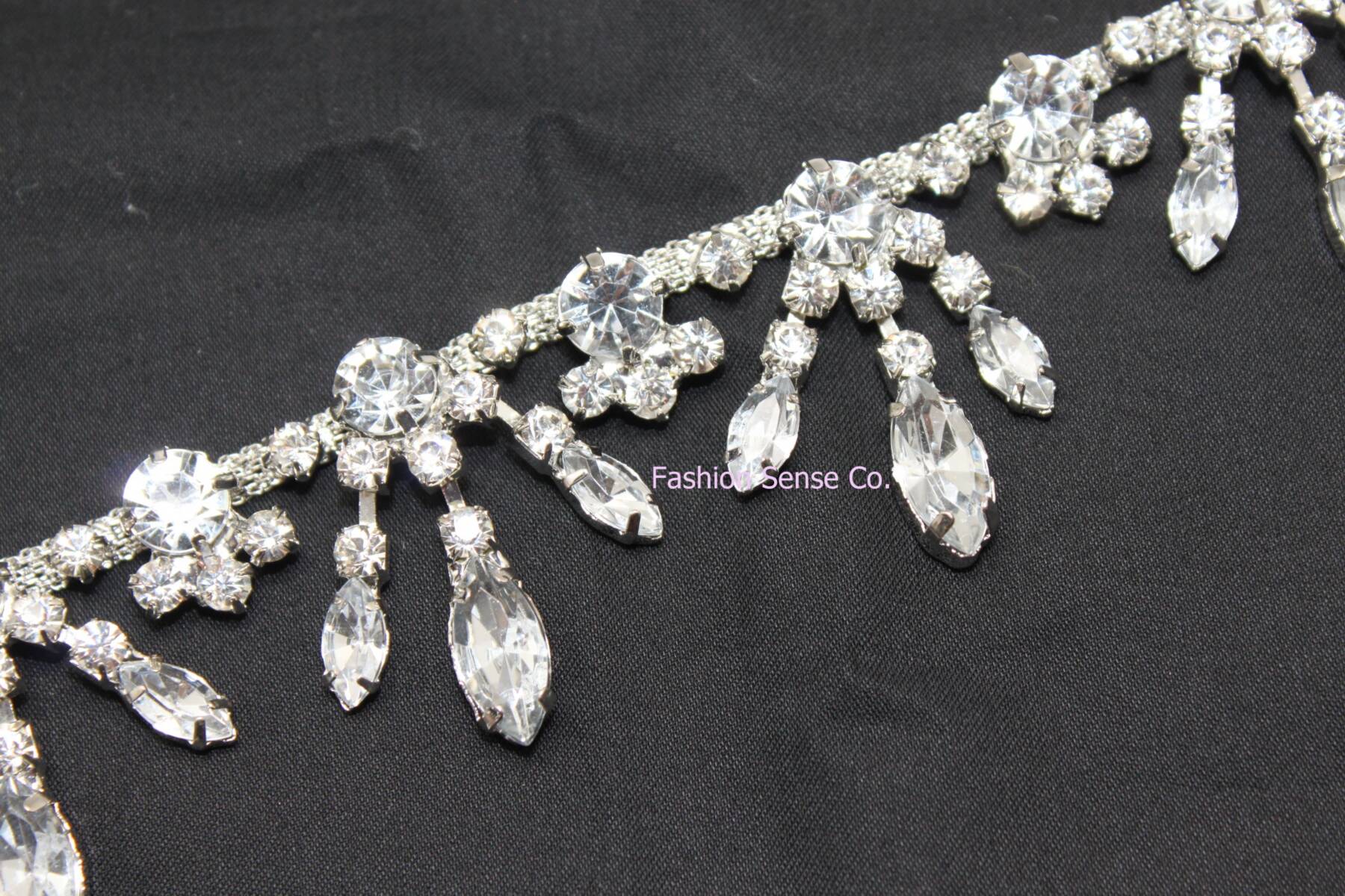 Rhinestone Fringe Trim Yard  Crystal Rhinestone Chain Trimming